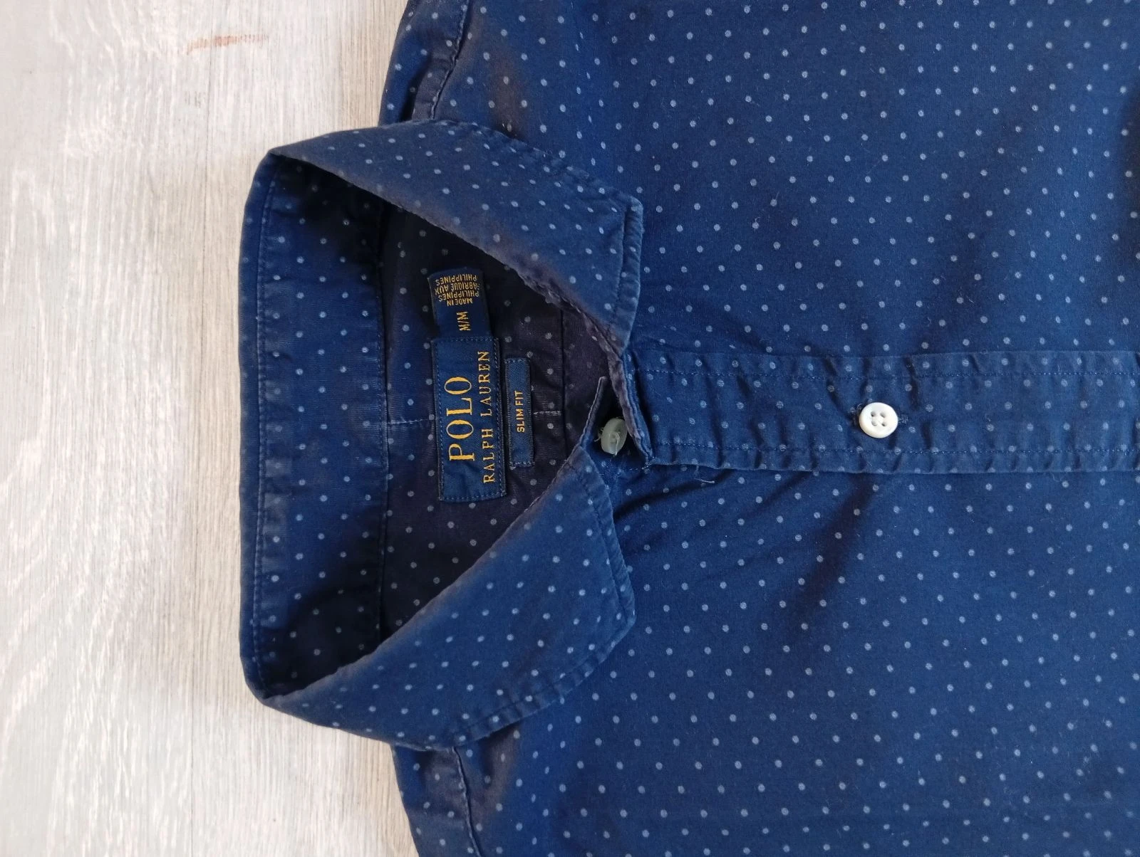 Camisa Polo Ralph Lauren azul-marinha com bolinhas – Tamanho M (Slim Fit) – photo 4
